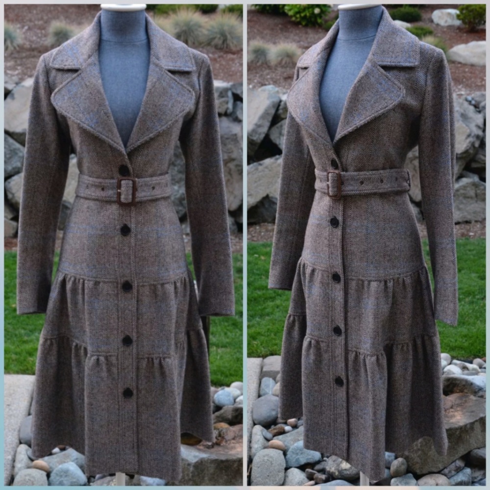 Burberry Tweed Ruffle Hem Trench Coat 2